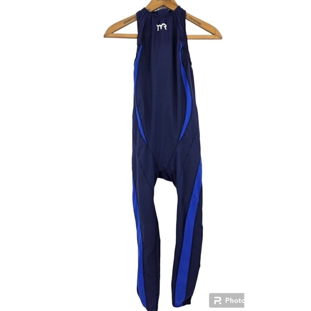 New TYR Tracer Fullbody Suit Mens 28L Triathlon Back Zip Blue